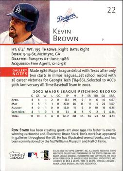 2003 Topps Gallery #22 Kevin Brown Back