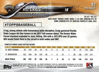 2018 Topps Pro Debut #92 Will Craig Back