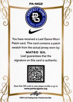 2017 Leaf Perfect Game National Showcase - Patch Autographs Purple #PA-MG2 Mateo Gil Back