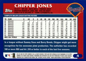 2003 Topps Opening Day #4 Chipper Jones Back