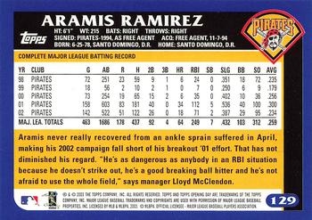 2003 Topps Opening Day #129 Aramis Ramirez Back