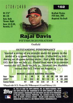 2003 Topps Pristine #162 Rajai Davis Back