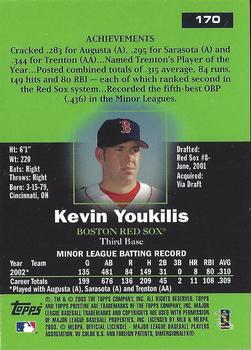 2003 Topps Pristine #170 Kevin Youkilis Back