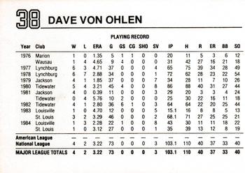 1985 Polaroid/JCPenney Cleveland Indians #NNO Dave Von Ohlen Back