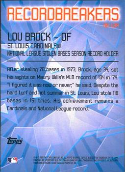 2003 Topps - Record Breakers (Series Two) #RB-LBR Lou Brock Back