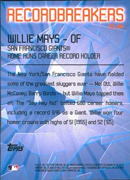 2003 Topps - Record Breakers (Series Two) #RB-WM Willie Mays Back
