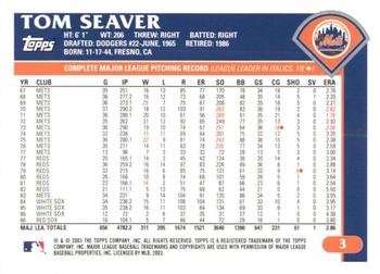 2003 Topps Retired Signature Edition #3 Tom Seaver Back