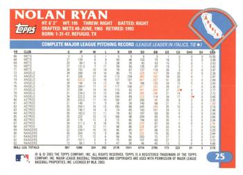 2003 Topps Retired Signature Edition #25 Nolan Ryan Back