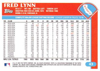 2003 Topps Retired Signature Edition #43 Fred Lynn Back