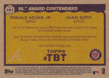 2018 Topps Throwback Thursday #191 Ronald Acuna Jr. / Juan Soto Back