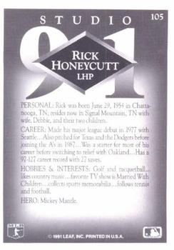 1991 Studio #105 Rick Honeycutt Back