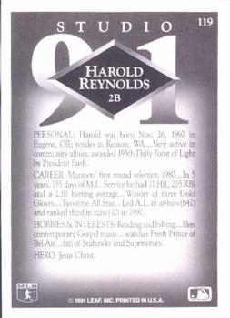 1991 Studio #119 Harold Reynolds Back