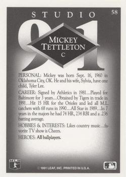 1991 Studio #58 Mickey Tettleton Back