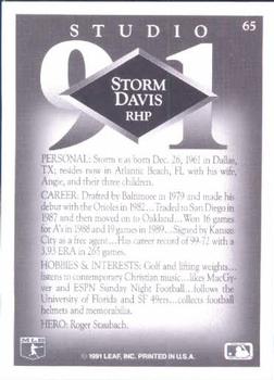 1991 Studio #65 Storm Davis Back