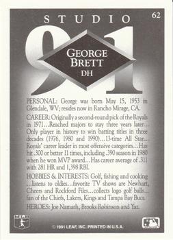 1991 Studio #62 George Brett Back