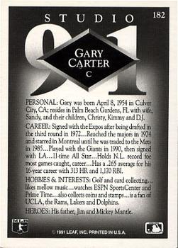 1991 Studio #182 Gary Carter Back