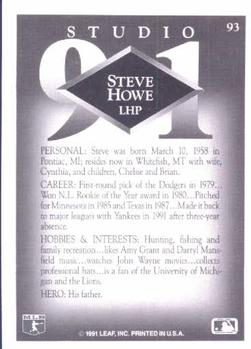 1991 Studio #93 Steve Howe Back