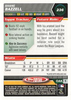 2003 Topps Total #236 Shane Bazzell Back