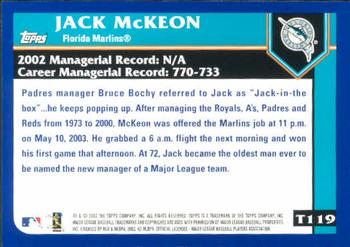 2003 Topps Traded & Rookies #T119 Jack McKeon Back