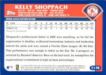 2003 Topps Traded & Rookies #T178 Kelly Shoppach Back