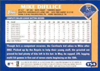 2003 Topps Traded & Rookies #T54 Mike Difelice Back