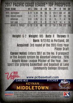 2017 Choice Pacific Coast League Top Prospects #33 Keynan Middleton Back