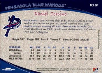 2012 Grandstand Pensacola Blue Wahoos #2 Daniel Corcino Back