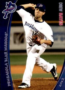 2012 Grandstand Pensacola Blue Wahoos #13 Drew Hayes Front