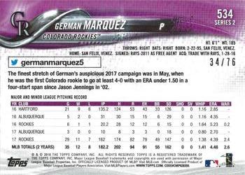 2018 Topps - Independence Day #534 German Marquez Back