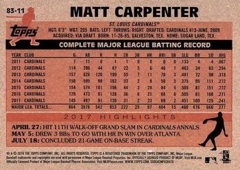 2018 Topps - 1983 Topps Baseball 35th Anniversary #83-11 Matt Carpenter Back