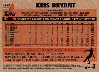 2018 Topps - 1983 Topps Baseball 35th Anniversary #83-23 Kris Bryant Back