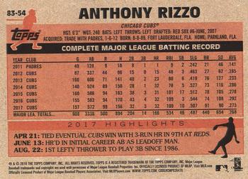 2018 Topps - 1983 Topps Baseball 35th Anniversary #83-54 Anthony Rizzo Back