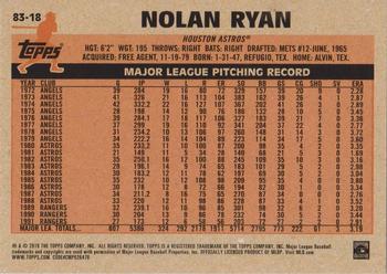 2018 Topps - 1983 Topps Baseball 35th Anniversary Blue #83-18 Nolan Ryan Back