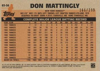 2018 Topps - 1983 Topps Baseball 35th Anniversary Black #83-56 Don Mattingly Back