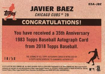 2018 Topps - 1983 Topps Baseball 35th Anniversary Autographs Black (Series One) #83A-JBZ Javier Baez Back