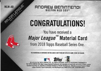 2018 Topps - Major League Material Relics (Series 1) #MLM-AB Andrew Benintendi Back
