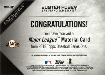 2018 Topps - Major League Material Relics (Series 1) #MLM-BP Buster Posey Back