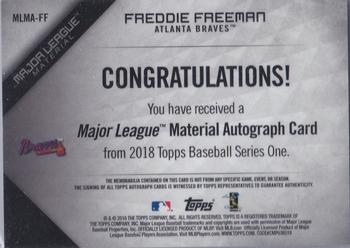 2018 Topps - Major League Material Autographs (Series 1) #MLMA-FF Freddie Freeman Back