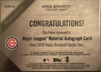 2018 Topps - Major League Material Autographs (Series 1) #MLMA-KB Kris Bryant Back