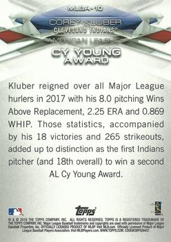 2018 Topps - MLB Awards #MLBA-10 Corey Kluber Back
