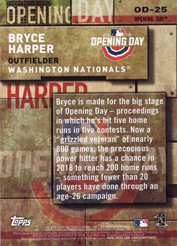 2018 Topps - MLB Opening Day #OD-25 Bryce Harper Back