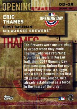 2018 Topps - MLB Opening Day #OD-28 Eric Thames Back