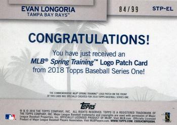 2018 Topps - MLB Spring Training Logo Manufactured Patch Relics Blue #STP-EL Evan Longoria Back