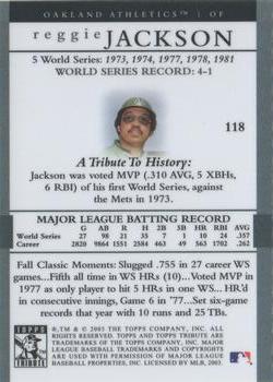 2003 Topps Tribute World Series #118 Reggie Jackson Back