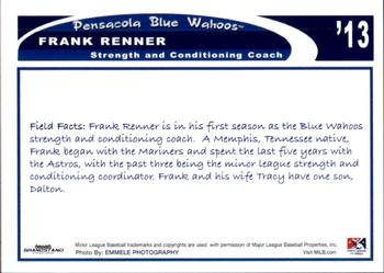 2013 Grandstand Pensacola Blue Wahoos #25 Frank Renner Back