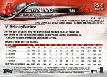 2018 Topps Boston Red Sox #RS-5 Hanley Ramirez Back