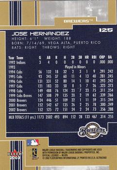2003 Ultra #125 Jose Hernandez Back