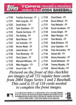 2004 Topps Traded & Rookies - Checklists Puzzle Red Backs #35 Checklist 5 of 10 Back