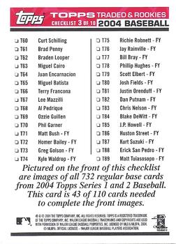 2004 Topps Traded & Rookies - Checklists Puzzle Red Backs #43 Checklist 3 of 10 Back