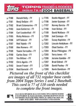 2004 Topps Traded & Rookies - Checklists Puzzle Red Backs #77 Checklist 7 of 10 Back